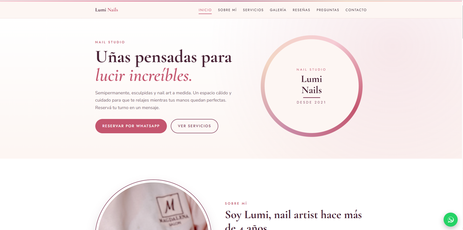 Captura de la web de LumiNails